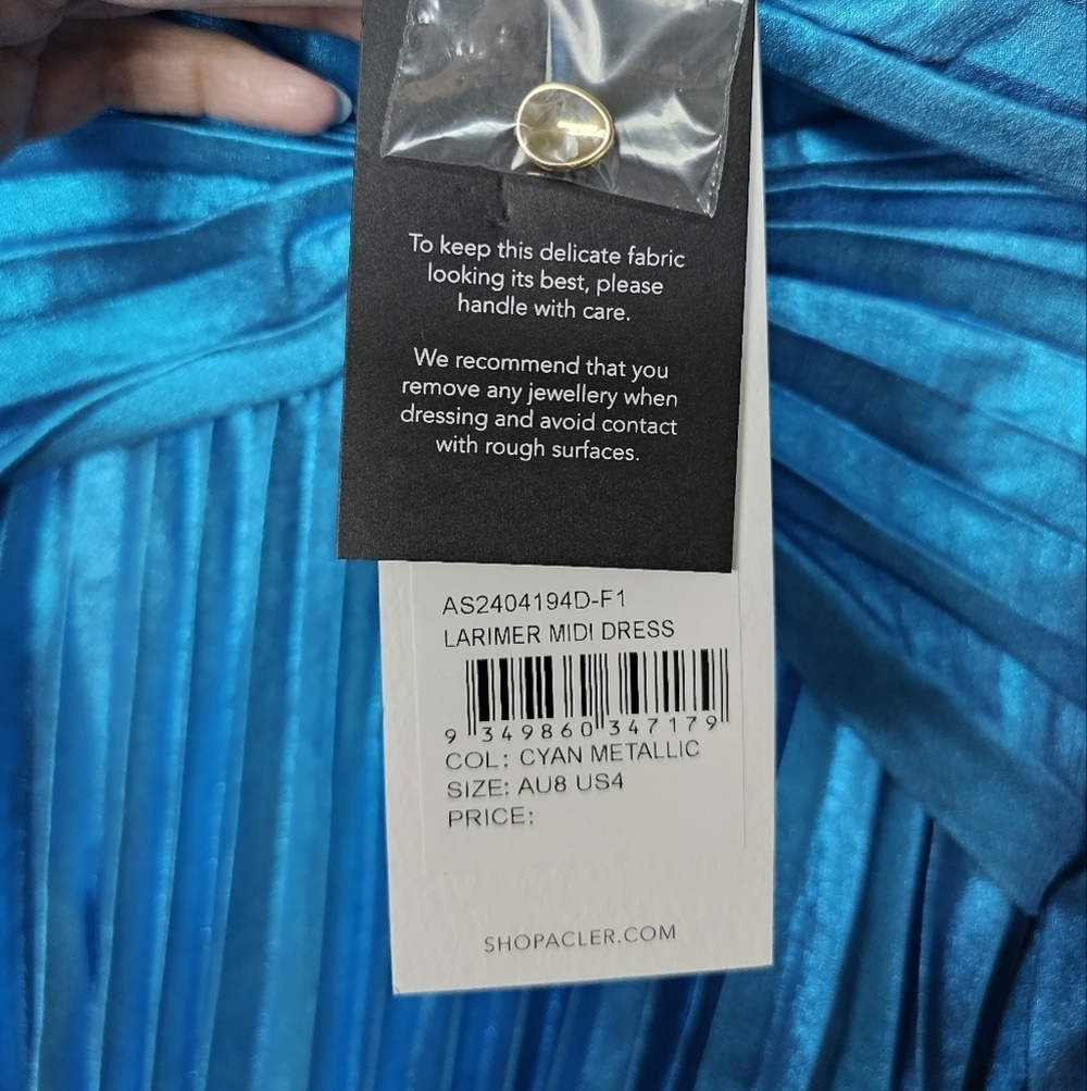 Acler Turquoise Blue Pleated Maxi Dress - Picture 13 of 15